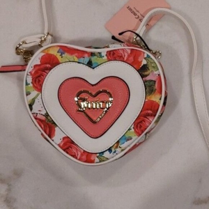 Juicy Couture A Little Piece Of Heart White Multi Rose‎ Crossbody Bag NWT $79